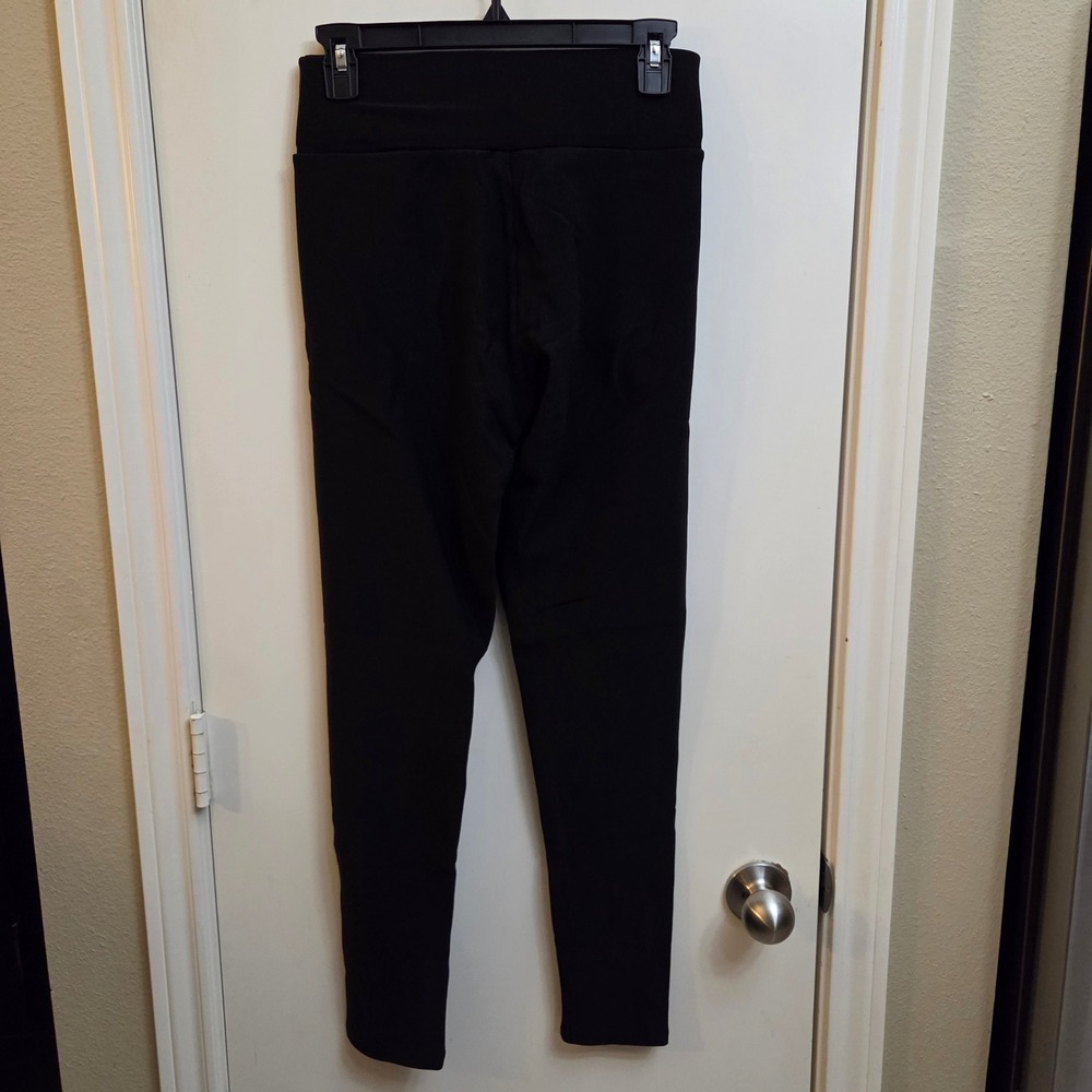 Womens High Waisted Fleece Lined Leggings Black Size M Stretch Thermal Pants - Picture 2 of 4